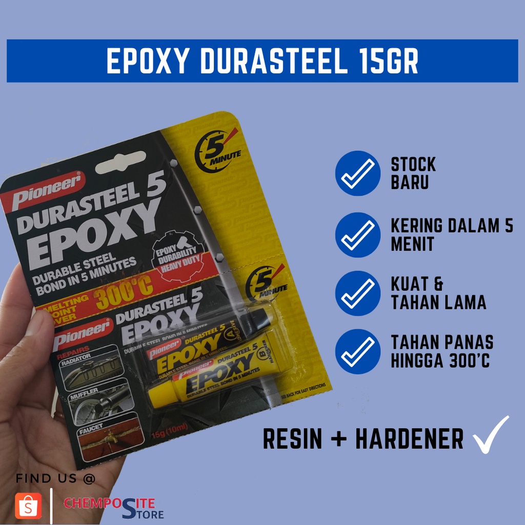 Jual Pioneer Durasteel Lem Epoxy Lem Besi Tahan Panas C Gr Shopee Indonesia