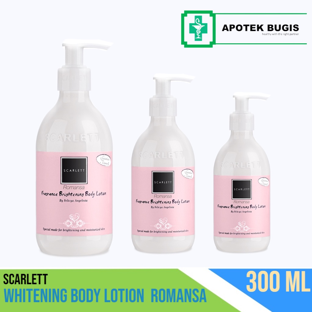 Scarlett Whitening Body Lotion Romansa Size 300 ml Losion Tubuh yang Mencerahkan