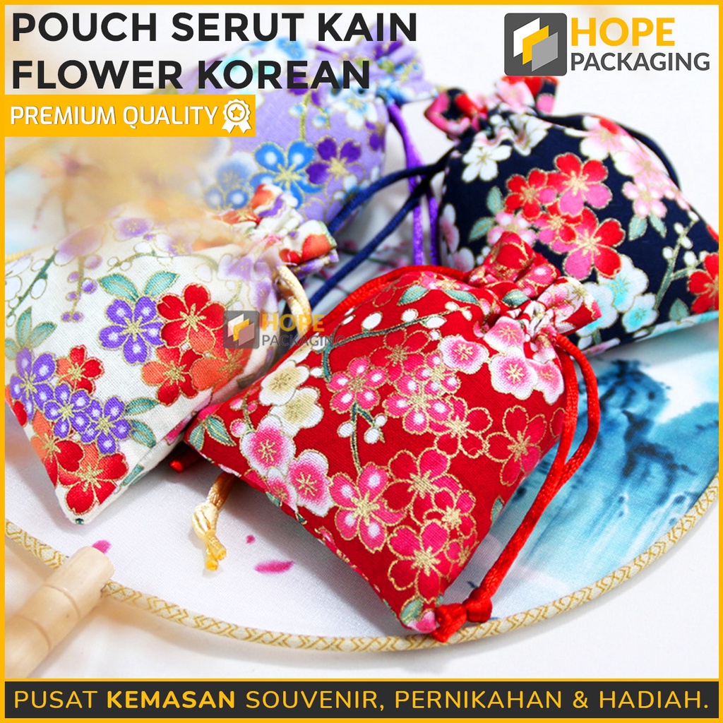 Pouch Serut Kain Flower Korean / XS = 8x10 cm