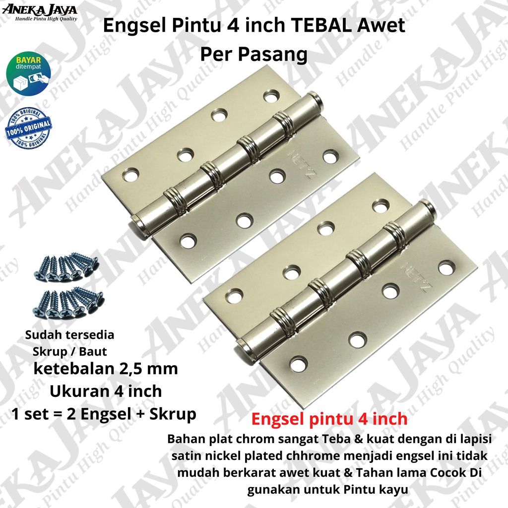 Engsel 5 inch / Engsel lubang 5  - Lubang 4 Engsel Daun pintu Besar &amp; pintu kupu tarung