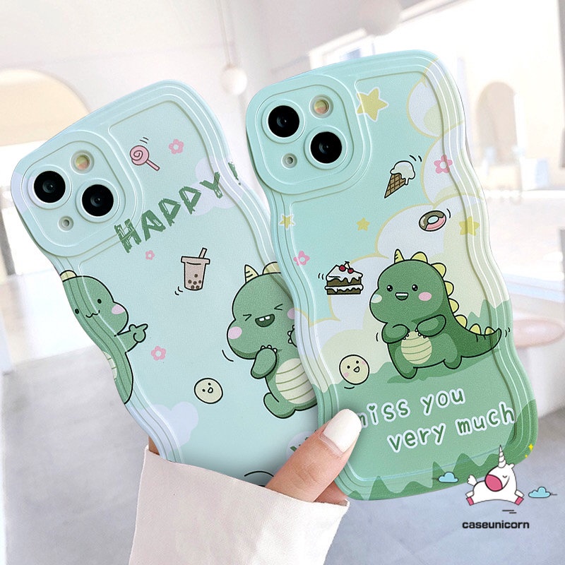 Wavy Edge Case Redmi 12C 10A 9T 10C 9A 10 9 9C POCO X3 Pro NFC M3 Mi 11T Pro Redmi Note 10 Pro 10 10s 11 11s 9 8 10Pro 9pro 11pro+9s Kartun Little Dinosaurus Teh Susu Sarung Soft Cover