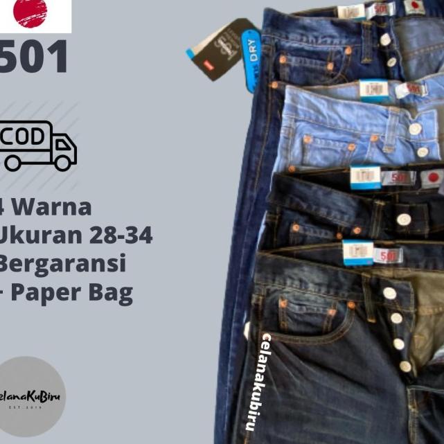 Celana jeans levis 501 original pria (Bisa / ) - Biru Dongker, 28