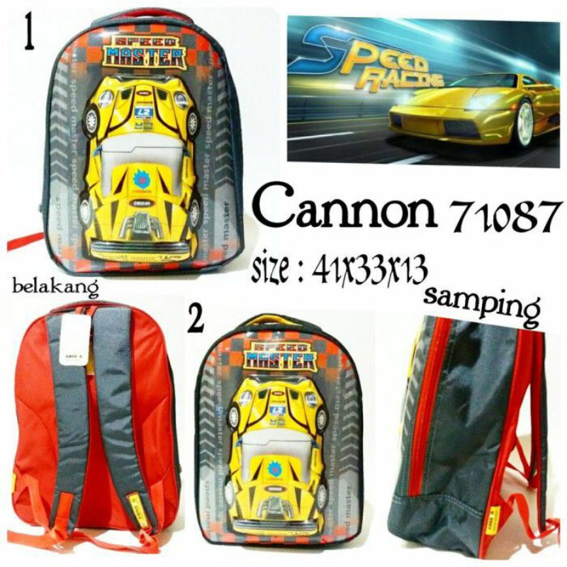 Tas sekolah anak cannon 71055 tas anak cannon terbaru gambar timbul (mobil)