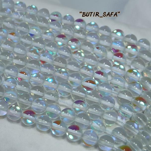 BAHAN GELANG BATU KALIMAYA INDIA MERMAID ANGEL GLASS 6MM - 8 mm, 1string/renteng