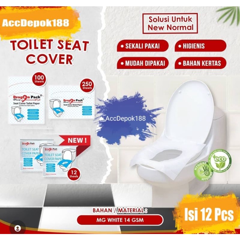 ALAS TOILET KLOSET TRAVEL TOILET SEAT COVER DISPOSABLE MEREK DRAGON PACK ISI 12 LEMBAR