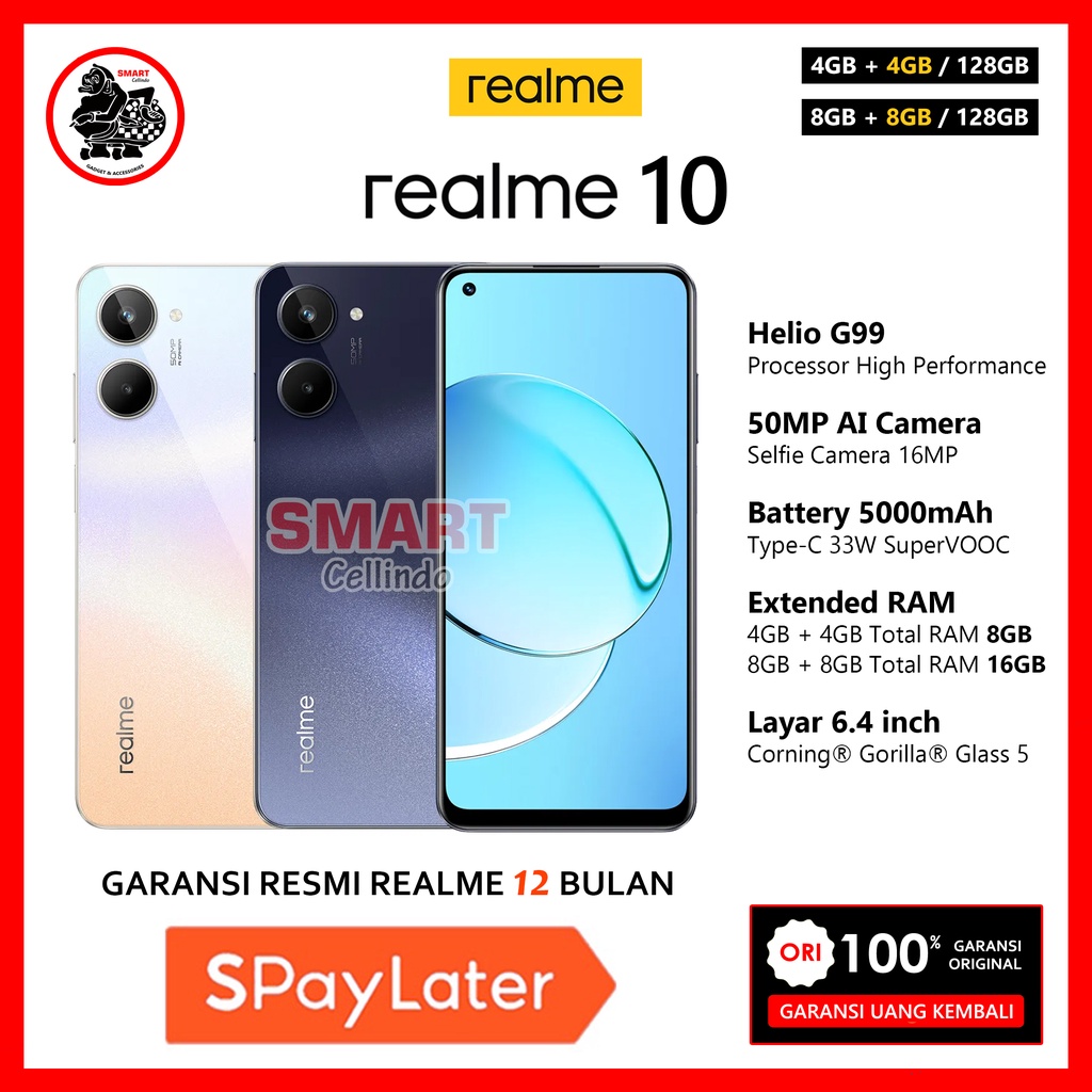 Realme 10 8/128GB - Realme 10 4/128GB (Garansi Resmi Realme)