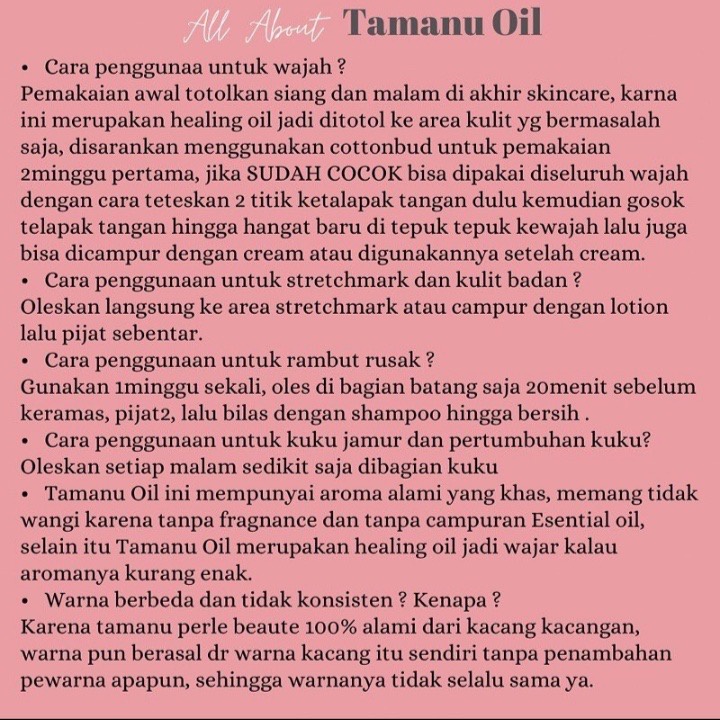 [SIAP KIRIM] TAMANU OIL GLOWING SKIN BPOM 100% ORI BY PERLEBEAUTE