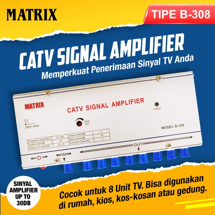 BOOSTER MATRIX CATV SIGNAL AMPLIFIER MODEL B-308 8 WAY