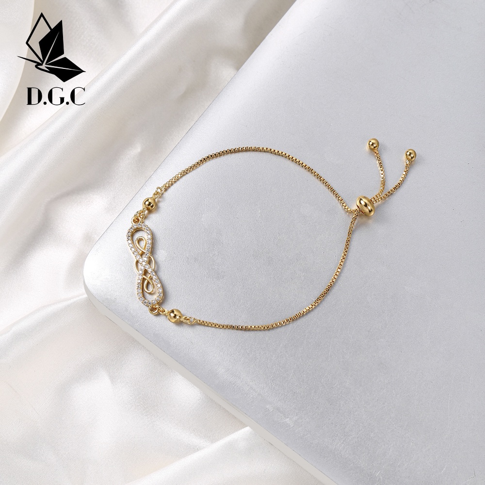 D.G.C✨Gelang Serut Titanium Wanita Lapis Emas Korean Style Cantik Berlian Kupu Aksesoris Cewek Perhiasan Murah D818-2