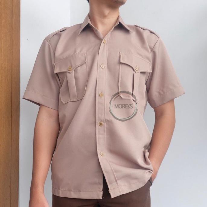 Seragam Baju Pramuka Pendek Laki Bahan Rapilo/Laricci