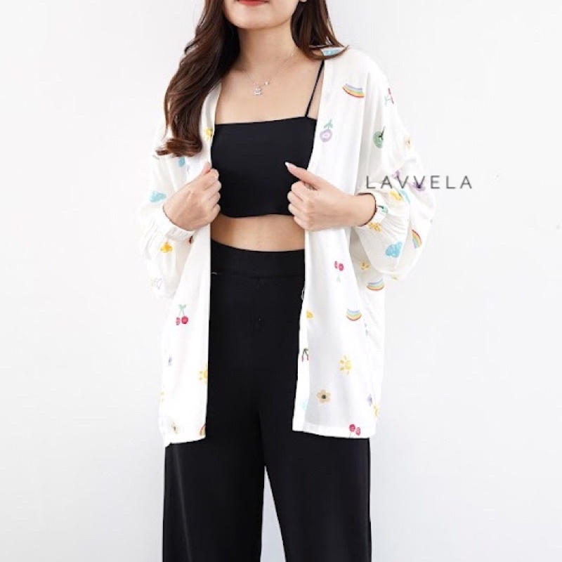 LAVVELA MELODY OUTER BAHAN RAYON BATWING KIMONO OUTFIT PRINT