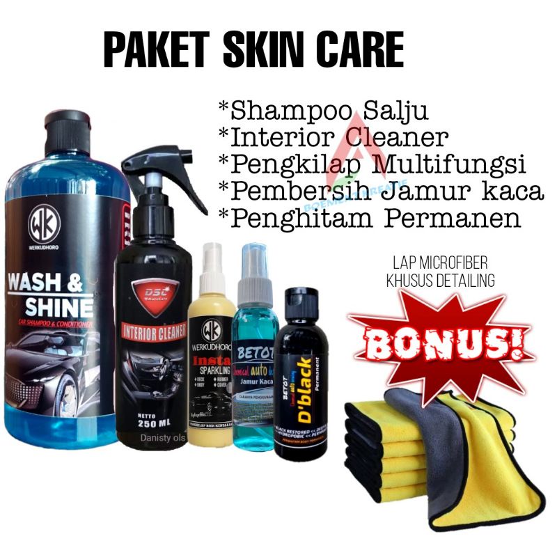 Paket perawatan mobil eksterior dan interior / Shampoo Mobil / Pembersih Interior Mobil / Pengkilap body / Pembersih Jamur Kaca / Penghitam Permanen