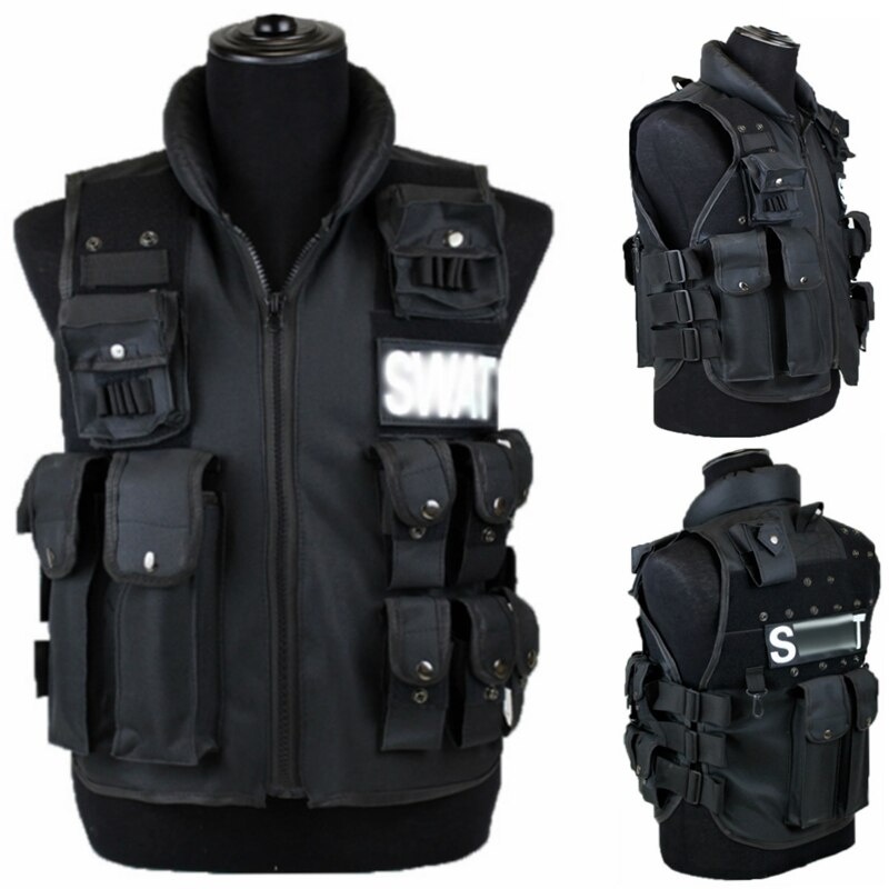 Rompi Militer SWAT untuk Hunting memancing hiking atau naik Motor Banyak saku Auto Macho rompi berburu gaya militer tentara polisi SWAT 11 Pockets Tactical Vest Men Hunting Vest Outdoor Waistcaot Military Training CS Waistcoat swat Protective Modular
