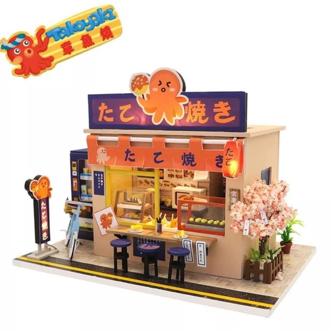 Mainan Anak Creative DIY Miniatur Rumah Boneka DOLLHOUSE TAKOYAKI SHOP