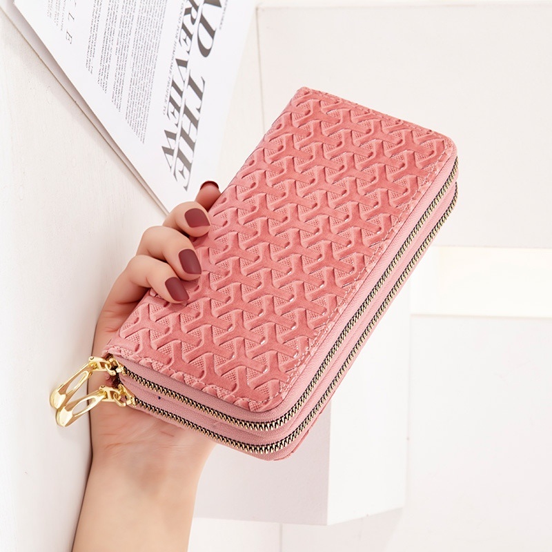 DOMPET PANJANG PINK RAUNA WA604P3 WANITA KOREA IMPORT 2 RESLETING KULIT MUAT HP BRANDED KARTU KOIN TALI PENDEK REMAJA KEKINIAN PREMIUM BATAM SIMPLE LUCU