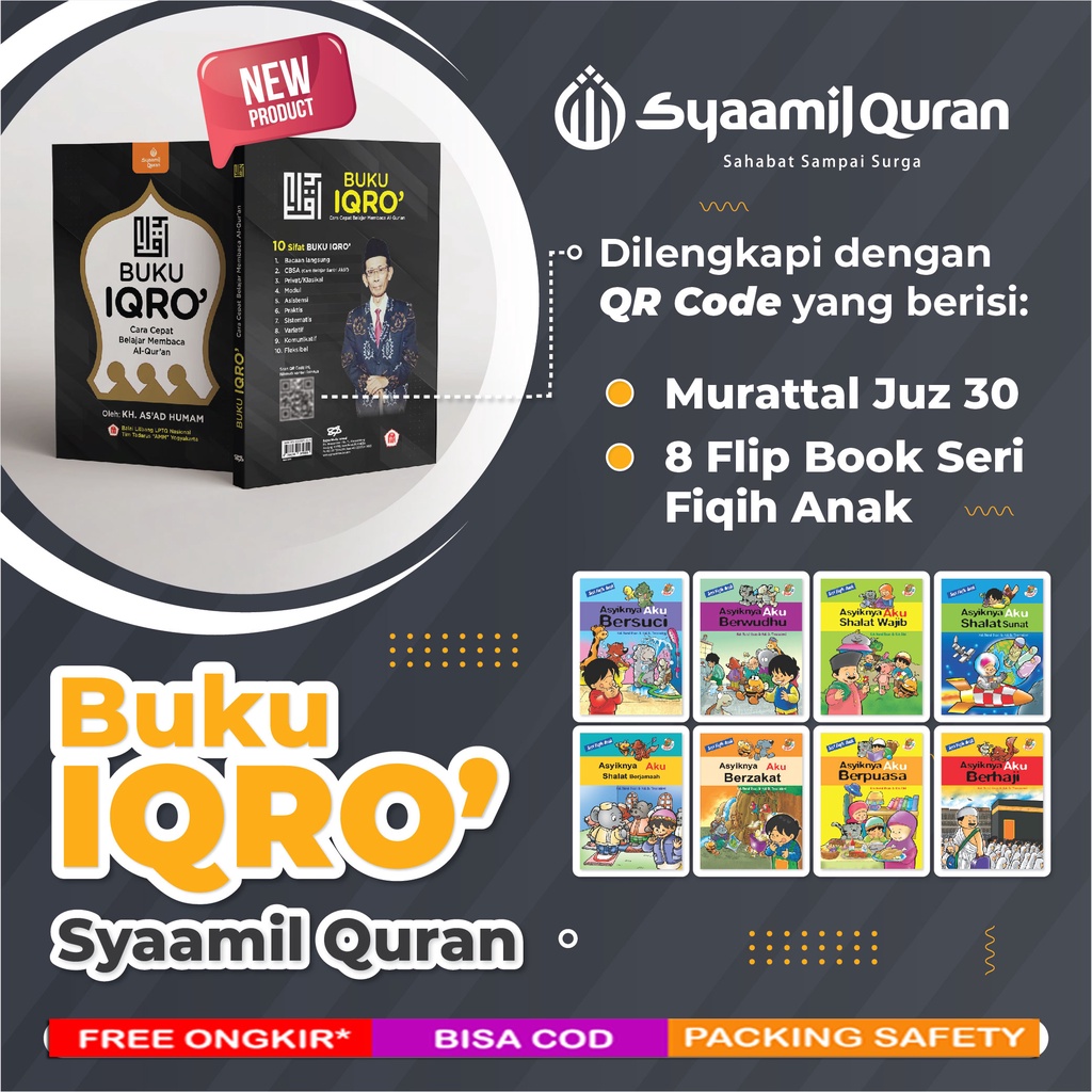 Buku IQRO | Full 6 Jilid | Ukuran Buku Tulis | Kertas HVS | 8 Bonus