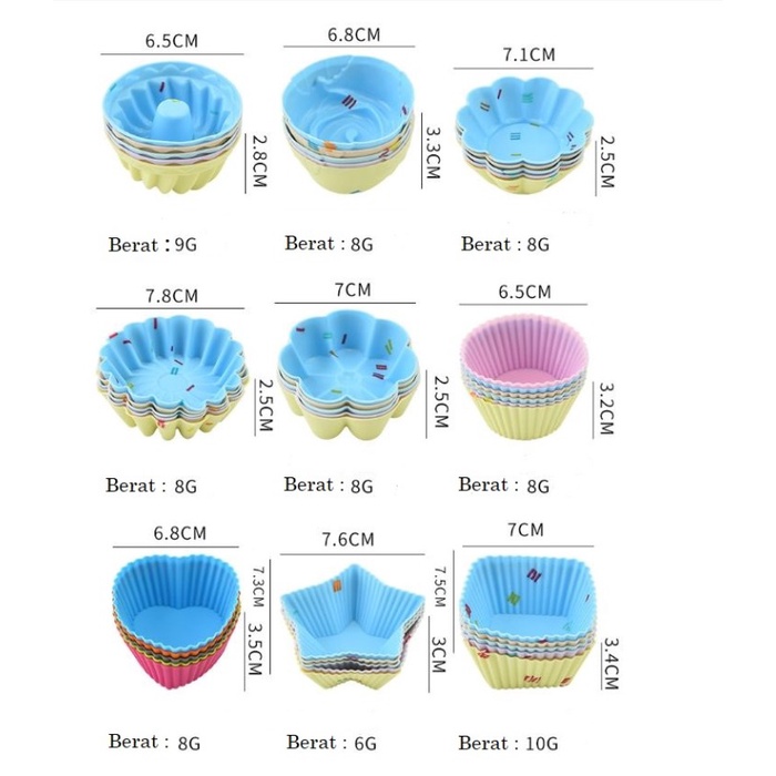 Cupcake Silicone Warna Pastel Cup Cake Silicone Muffin Cetakan Bekal