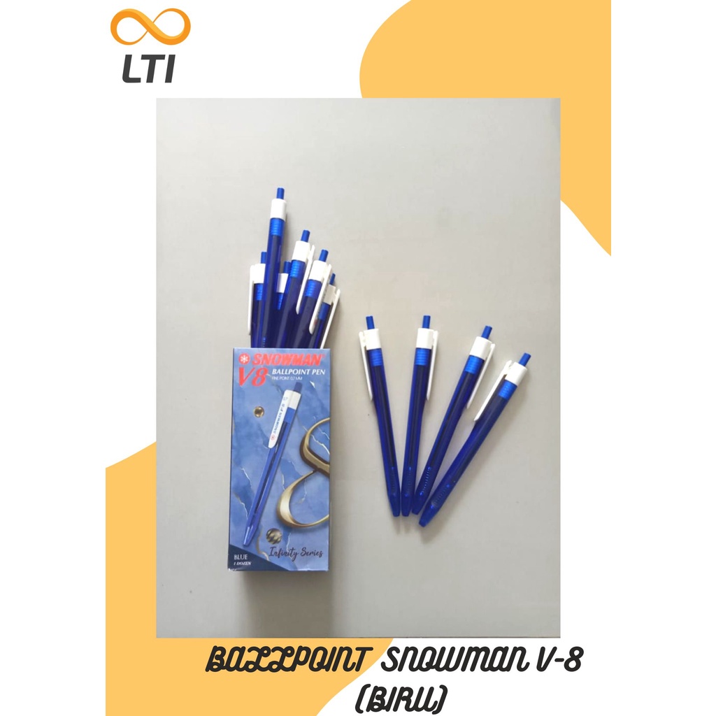 

Pulpen Snowman V-8 / Ballpoint Pen Snowman Terbaru Biru / Lusin - HEMAT