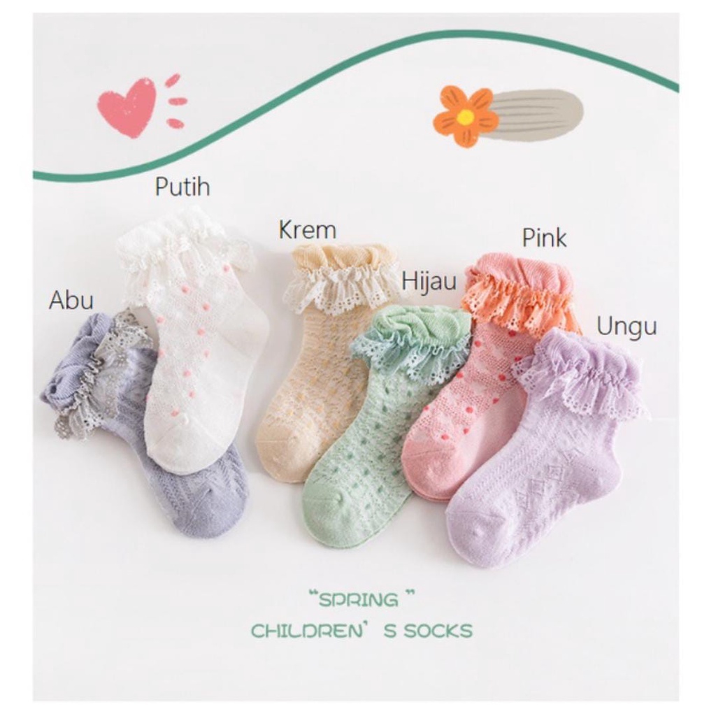 Catell Love Baby Socks Spring Ruffle Kaos Kaki Bayi Perempuan