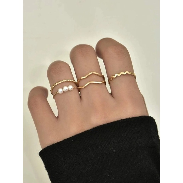 Ark.co - Ricotta set rings (in Gold &amp; Silver) cincin stack tumpuk simple minimalis