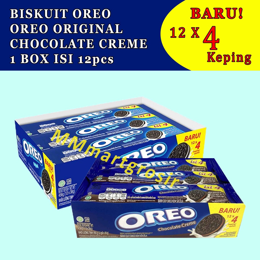 Oreo Biskuit / Biskuit Sandwich Coklat Dengan Krim Vanilla &amp; Coklat /  1 Box 12pcs