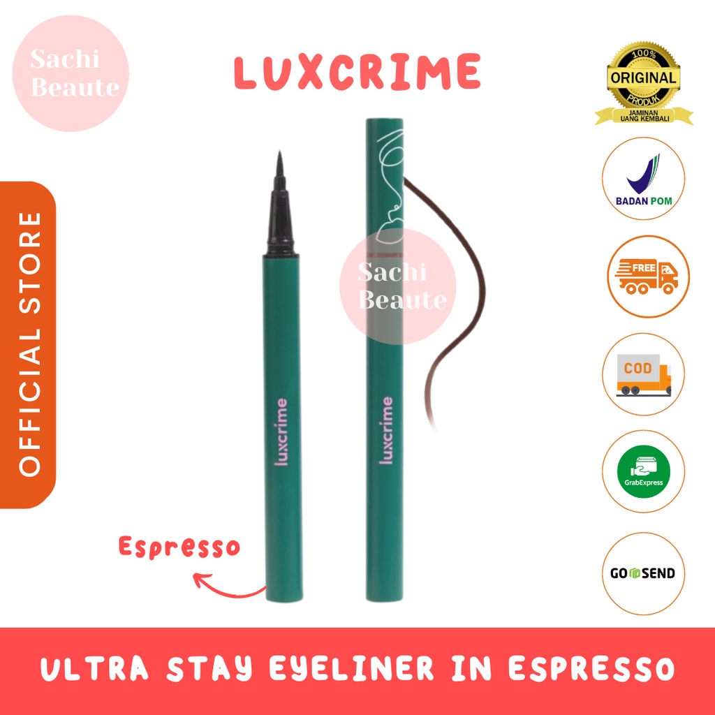 Luxcrime Ultra Stay Eyeliner in Espresso Tahan Air Mudah Diaplikasikan Bertahan Sepanjang Hari