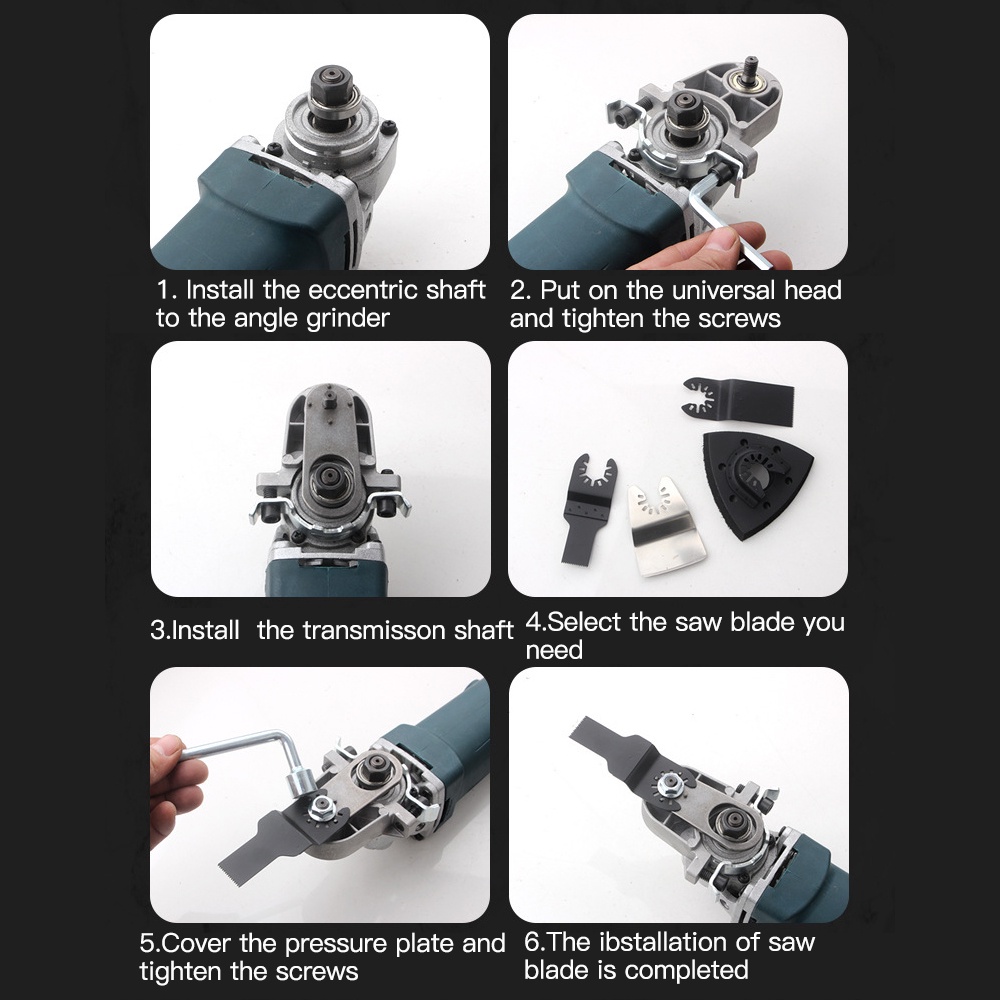 11pcs/set Adaptor Oskilasi Gerinda/ Adaptor Oskilasi Komplit Multiguna/ Adaptor Gerinda Menjadi Oskilasi