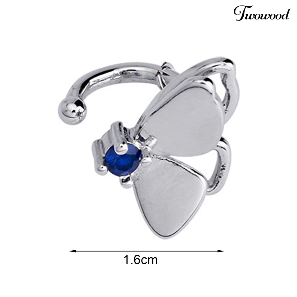 1 Pc Anting Ear Cuff Cubic Zirconia Bentuk Kupu-Kupu Warna Biru Untuk Wanita Butterfly