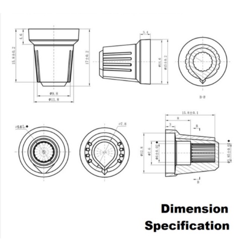 Knop Knob Kenob Kenop Besar Tutup potensio meter potensiometer amplifier Diameter 24mm 24x15mm 15x24 mm