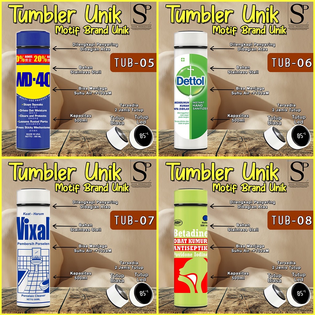 Botol Minum Tumbler Unik Printing Stainless Steel 500 ML