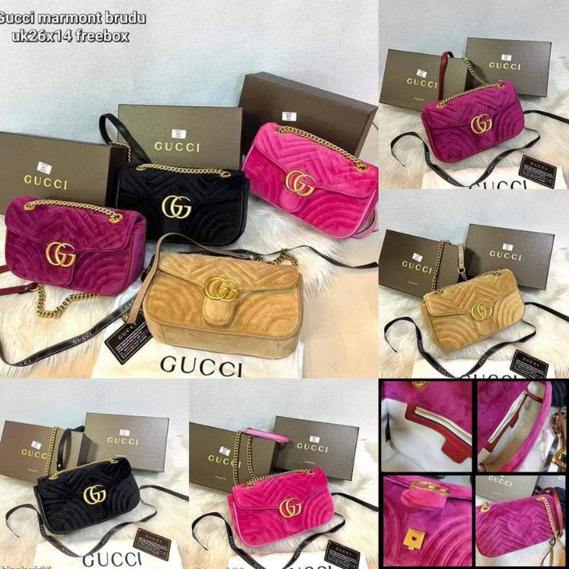 NEW ITEM tas bludru / velvet / suede 26cm free box