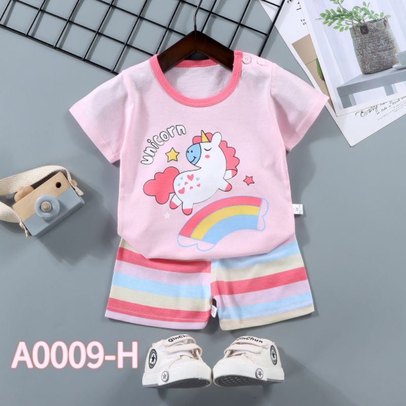 Baju Anak Perempuan 1Set Baju Bayi Perempuan Stelan Bayi Import Setelan Anak Bayi Motif Karakter Piyama Anak Bayi