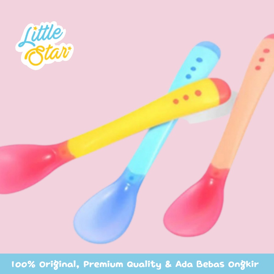 Sendok Makan Sensor Suhu Silikon Anak Bayi Little Star