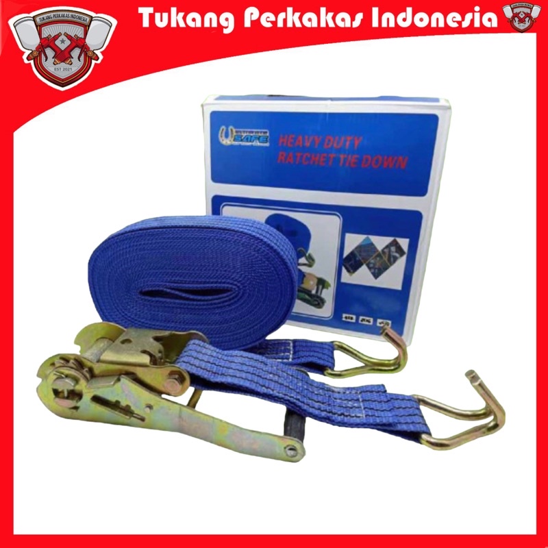 Promo Rachet Tie down 2inch x 12 Meter Tali pengikat Barang track belt 12 meter Biru