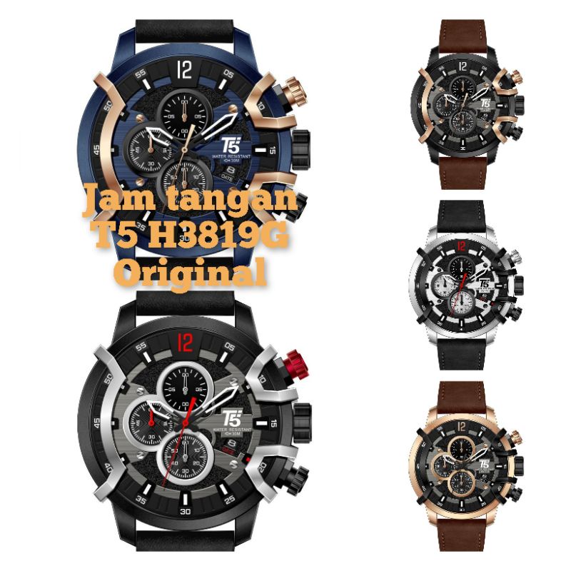 Jam tangan pria T5 H3819 kulit Original