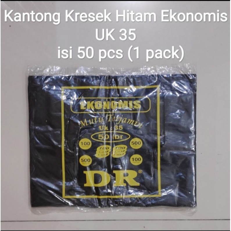 Eko 35 | Kantong Kresek Ekonomis Uk 35 isi 50pcs, Kantong Kresek Hitam, Plastik Kresek