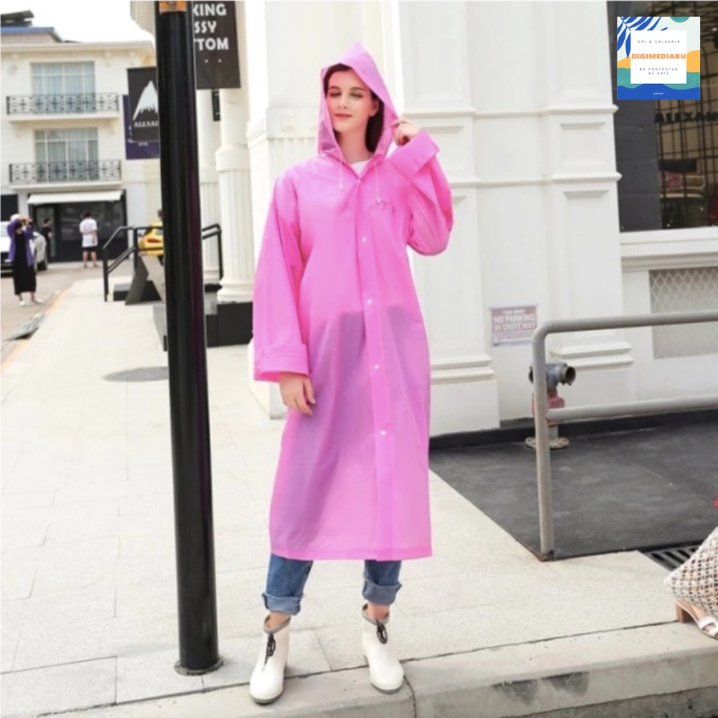 Jas Hujan EVA Tebal Jas Hujan Poncho Warna Polos Jas Hujan Model Korea