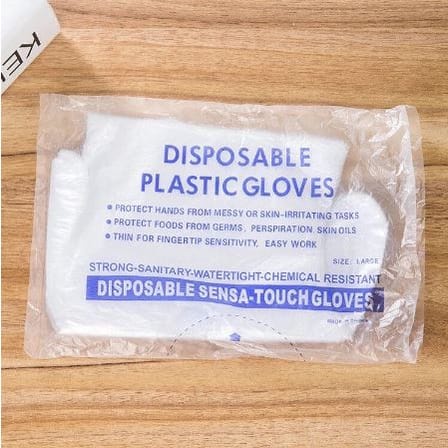 Sarung Tangan Plastik Isi 100Pcs Disposable Plastic Gloves Sekali Pakai Bening Polos Transparent F875