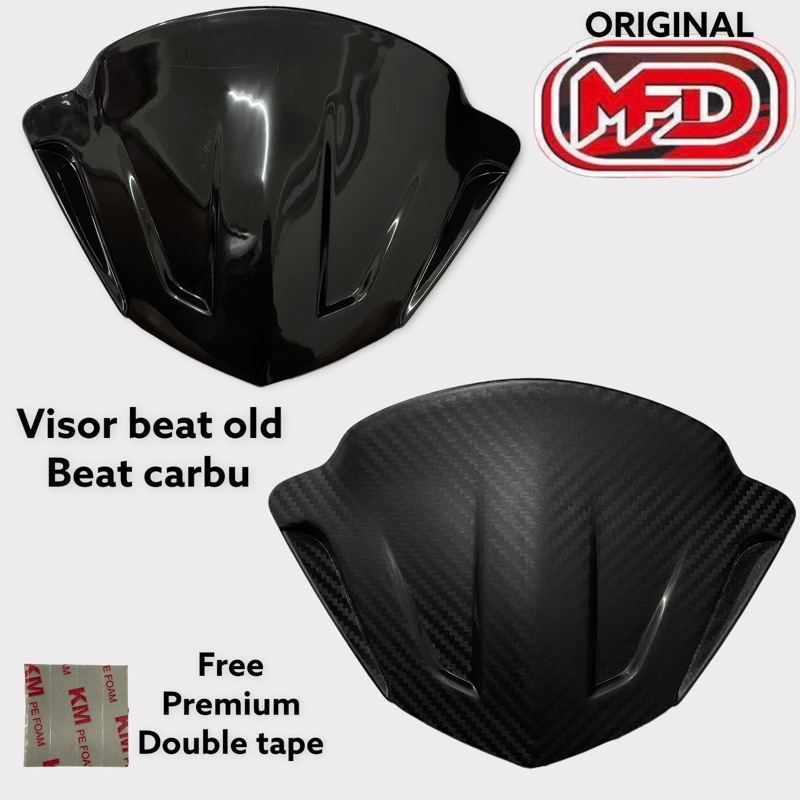 visor beat carbu karbu full hitam dan full karbon carbon bahan tebal anti pecah