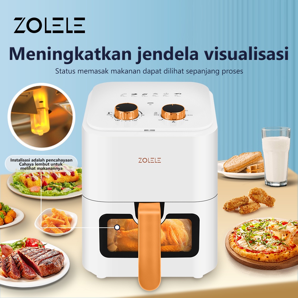 ZOLELE Air Fryer Low Watt 5.5 L Mesin Elektrik Penggorengan Tanpa Minyak Penggoreng LCD Touch Control Digital Magic Airfryer Panci Alat Penggoreng Listrik Airfryer Magic Fryer Digital Low Watt Steam Anti Lengket ZA003