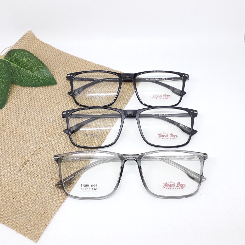 KACAMATA Merk GOOD DAY type 8036 + Lensa Antiradiasi-photocromic-Bluechromic / Kacamata Minus / FREE