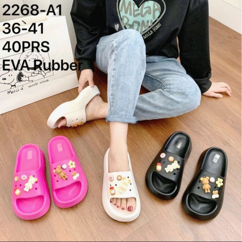 sandal slop wanita wedges jibbitz new balance fuji full karet