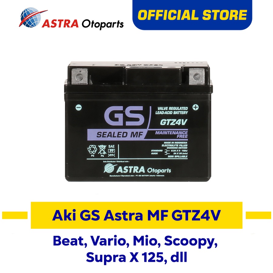 Aki Motor GS ASTRA GTZ4V Beat, Vario, Mio, Scoopy, Supra X 125, dll