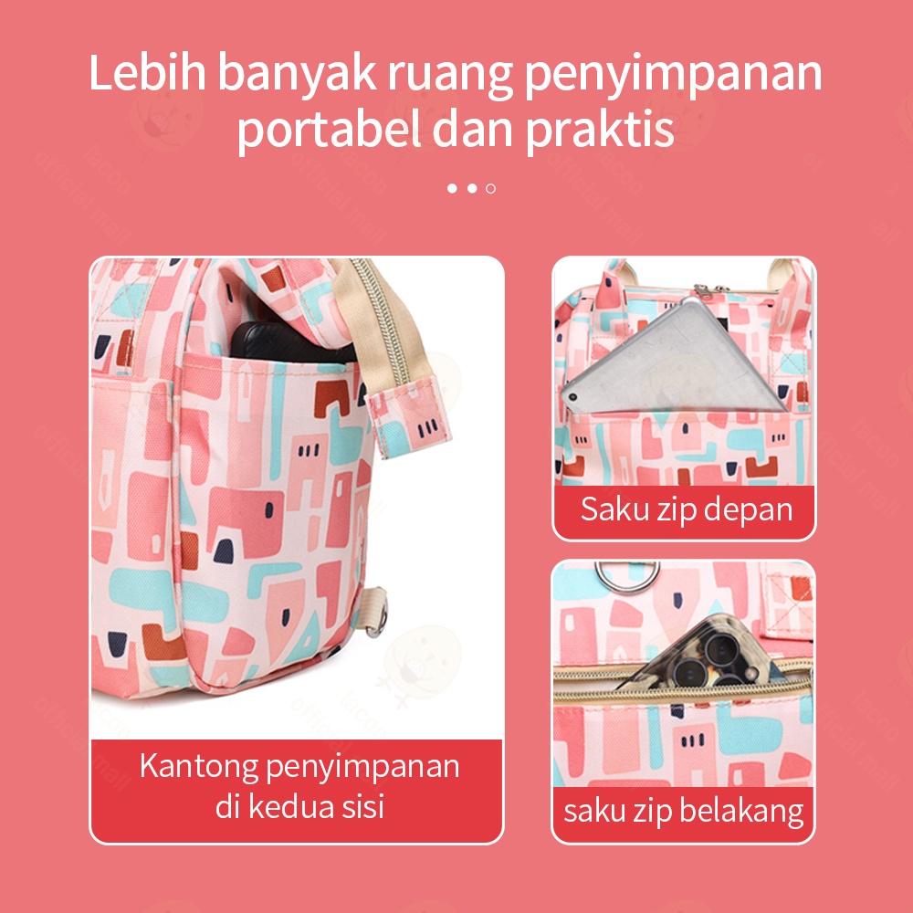 Lacoo Multifungsi diaper bag anti air Tas Perlengkapan bayi