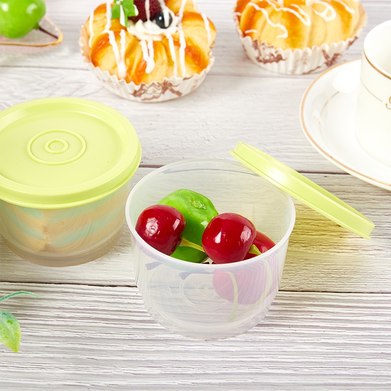 (Tianbaofu) Wadah Penyimpanan Makanan Bulat 160ml Bahan Plastik Transparan Dengan Tutup