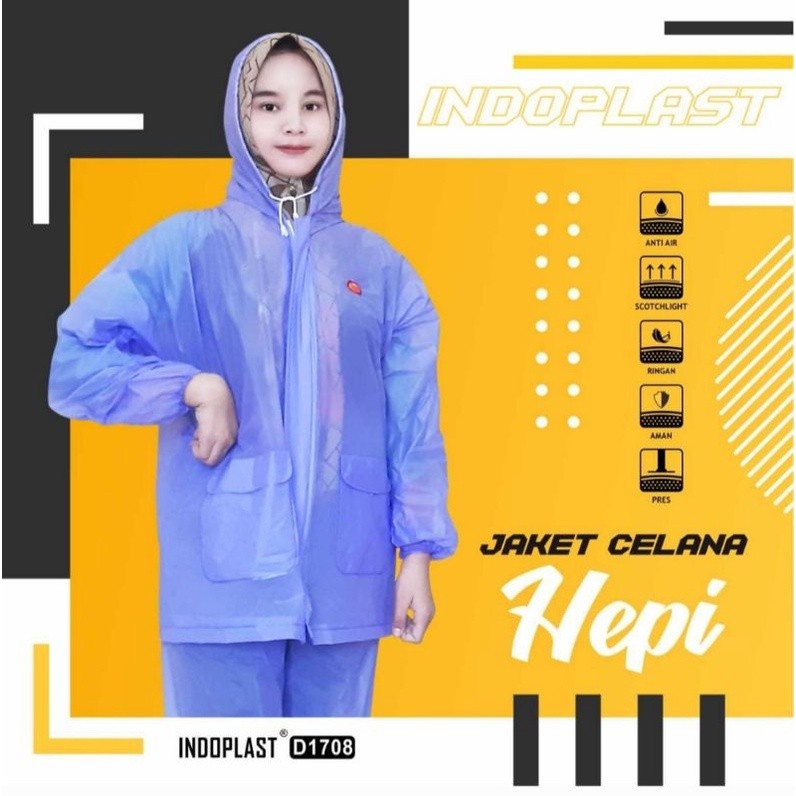 Jas Hujan stelan jaket celana Hepi Indoplast skotlek setelan warna bagus bahan bagus