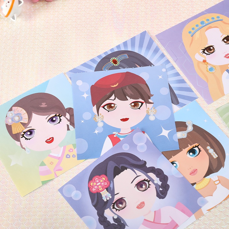 4pcs Set Stiker Pertunjukan Makeup Gadis Kartun Kreatif Untuk Anak Remaja