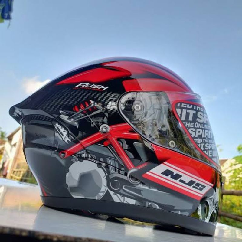 HELM NJS ZX_1 MOTIP RUSH BLAK/RED DOUBLE VISOR