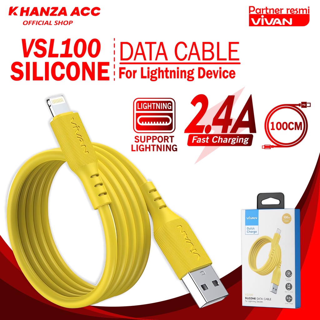 KHANZAACC VIVAN VSL100 Kabel Data Lightning 2.4A Fast Charging