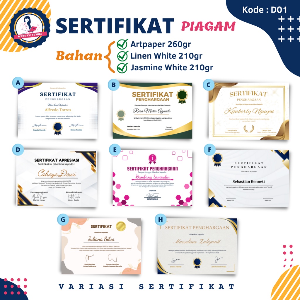 

Cetak sertifikat piagam / Jasa pembuatan sertifikat / Custom Piagam Penghargaan